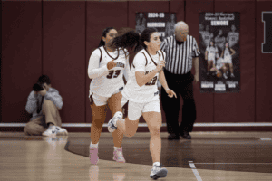 Mia Strazza celebrates after a basket during a Feb. 7 game against Eastchester.